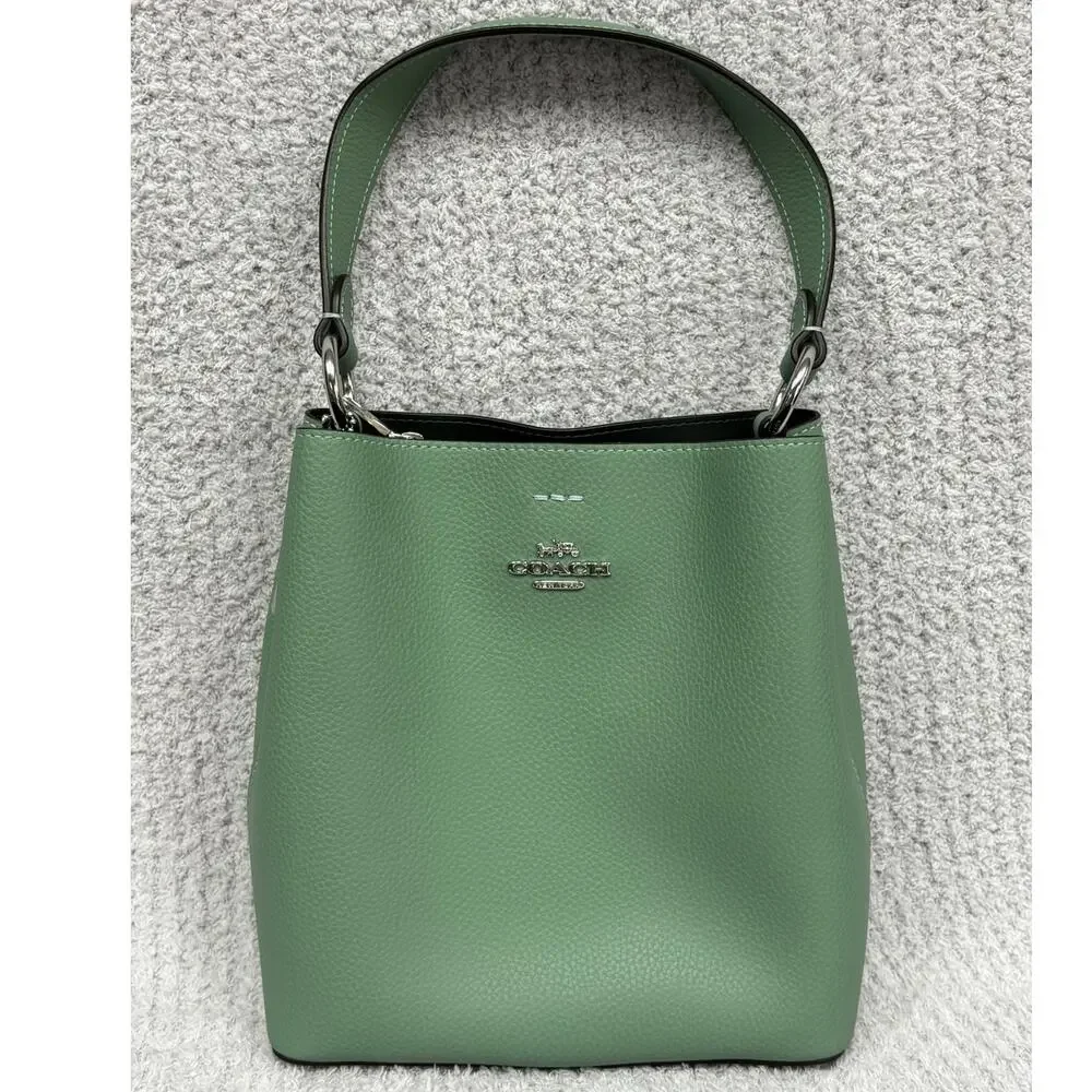 Coach Green Leather Mini Town Bucket Bag Purse 1011 #76922